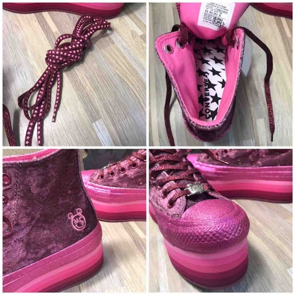 Converse& Miley Ctas Platform Velvet Dark Burgundy - Picture 8 of 8